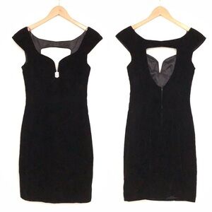 Newleaf by Samir Black Velvet Cocktail Dress Vntg 80s Women's 6